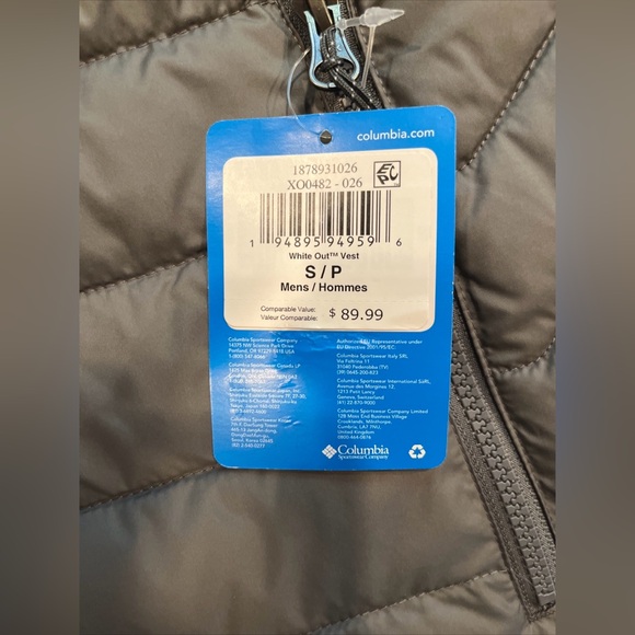 Columbia White Out Vest Mens Small Gray Puffer Omni-Heat Insulated New Tags - Picture 15 of 16